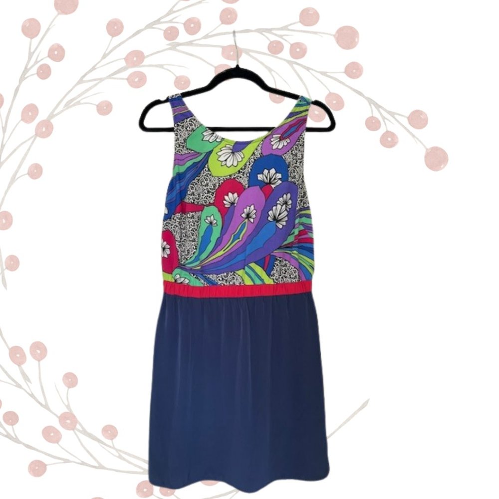 glam LA Apparel Multicolored Abstract Paisley Party Dress, Size S